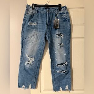 Calvin Klein Relaxed Fit Distressed Blue Jeans